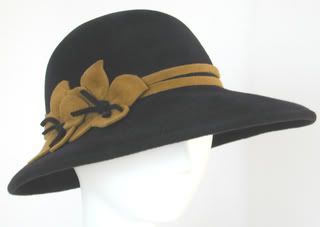 womens felt hat,designer hat,Black felt hat