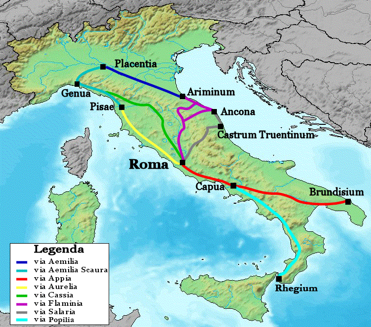 map of ancient rome empire. roman empire roads