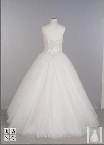 Oleg Cassini Beaded bodice features full Tulle skirt Back
