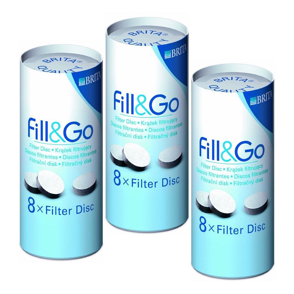 BRITA Fill and Go Water Filter Bottle Filter Disc Refill 3 Packs of 8