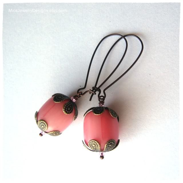 Pink Lucite Earrings by MicsJewelryDesigns.Etsy.com
