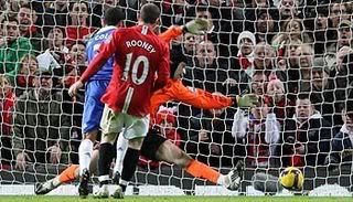 Wayne Rooney slotting it past Petr Cech, superb goal