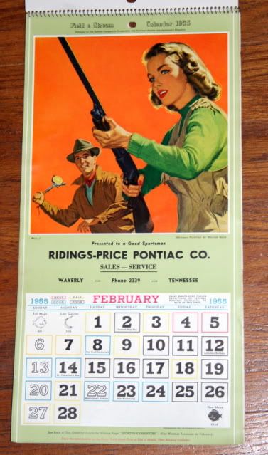 1955 FIELD AND STREAM CALENDAR VINTAGE FISHING HUNTING  