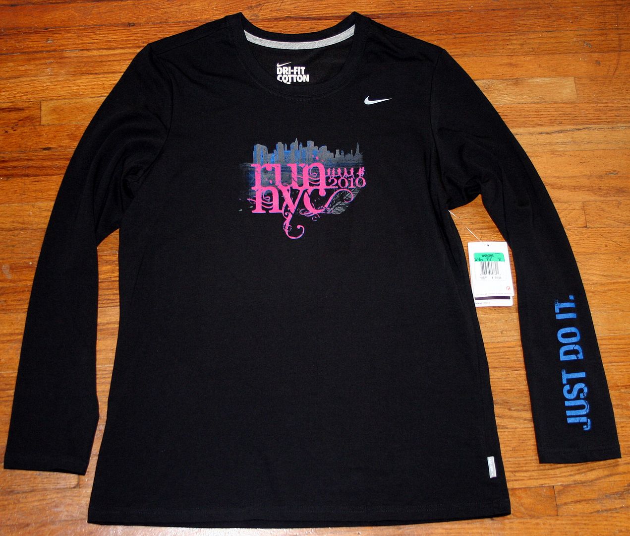 NIKE JUST DO IT RUN NYC 2010 WOMENS T SHIRT SZ XL 16 18  