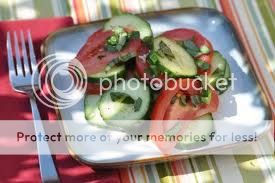 Cucumber, tomato and basil salad