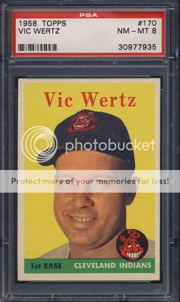 1958 TOPPS #170 Vic Wertz Graded PSA 8  