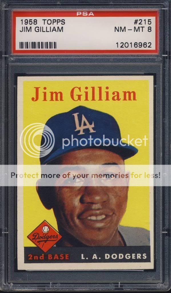 1958 TOPPS #215 Jim Gilliam GRADED PSA 8  